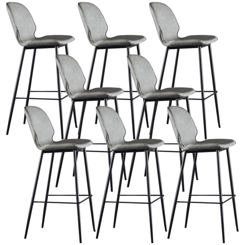 Modern Faux Leather Counter Stool Low Back Indoor Stool with Black Frame Grey 8 Piece Set Clearhalo 'Bar Furniture' 'Bar Stools' 'bar_stools' 'furn' 'furn_bar_stools' 'Furniture' 'Kitchen & Dining Furniture' 6394705