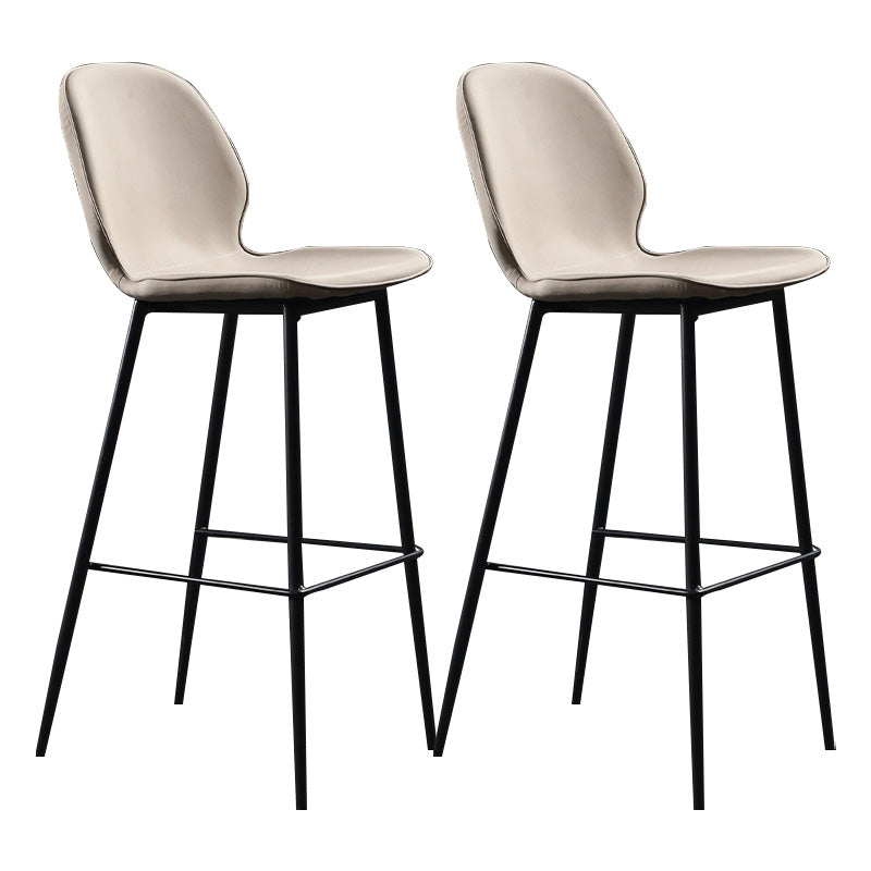 Modern Faux Leather Counter Stool Low Back Indoor Stool with Black Frame Light Gray 2 Piece Set Clearhalo 'Bar Furniture' 'Bar Stools' 'bar_stools' 'furn' 'furn_bar_stools' 'Furniture' 'Kitchen & Dining Furniture' 6394709
