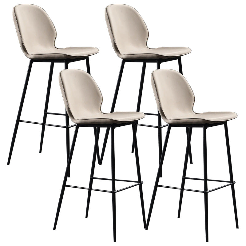 Modern Faux Leather Counter Stool Low Back Indoor Stool with Black Frame Light Gray 4 Piece Set Clearhalo 'Bar Furniture' 'Bar Stools' 'bar_stools' 'furn' 'furn_bar_stools' 'Furniture' 'Kitchen & Dining Furniture' 6394710