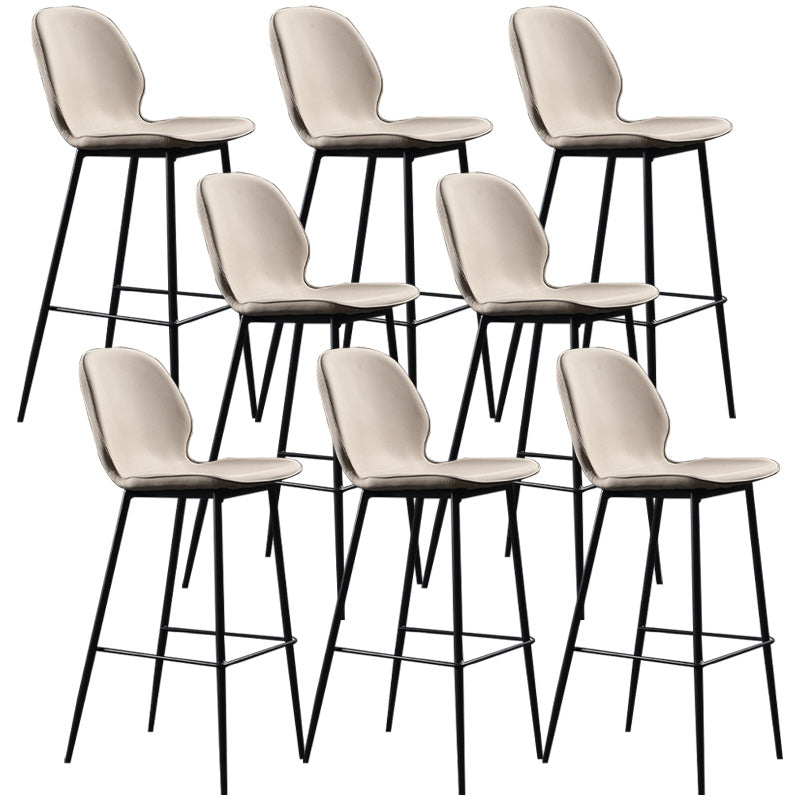 Modern Faux Leather Counter Stool Low Back Indoor Stool with Black Frame Light Gray 8 Piece Set Clearhalo 'Bar Furniture' 'Bar Stools' 'bar_stools' 'furn' 'furn_bar_stools' 'Furniture' 'Kitchen & Dining Furniture' 6394712