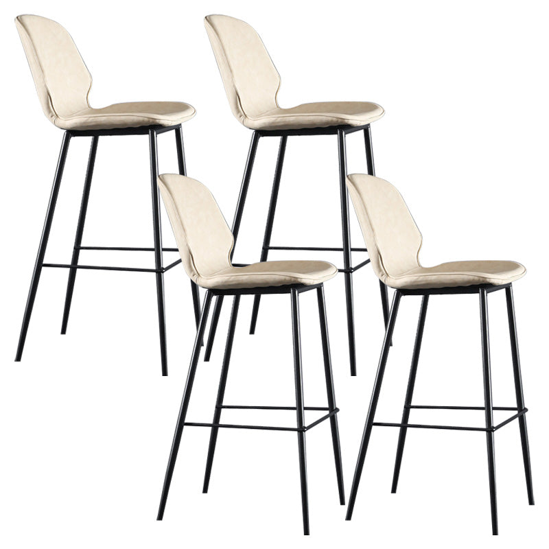 Modern Faux Leather Counter Stool Low Back Indoor Stool with Black Frame White 4 Piece Set Clearhalo 'Bar Furniture' 'Bar Stools' 'bar_stools' 'furn' 'furn_bar_stools' 'Furniture' 'Kitchen & Dining Furniture' 6394715
