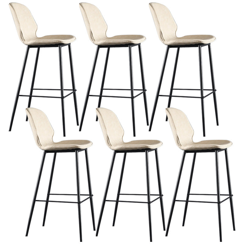Modern Faux Leather Counter Stool Low Back Indoor Stool with Black Frame White 6 Piece Set Clearhalo 'Bar Furniture' 'Bar Stools' 'bar_stools' 'furn' 'furn_bar_stools' 'Furniture' 'Kitchen & Dining Furniture' 6394716