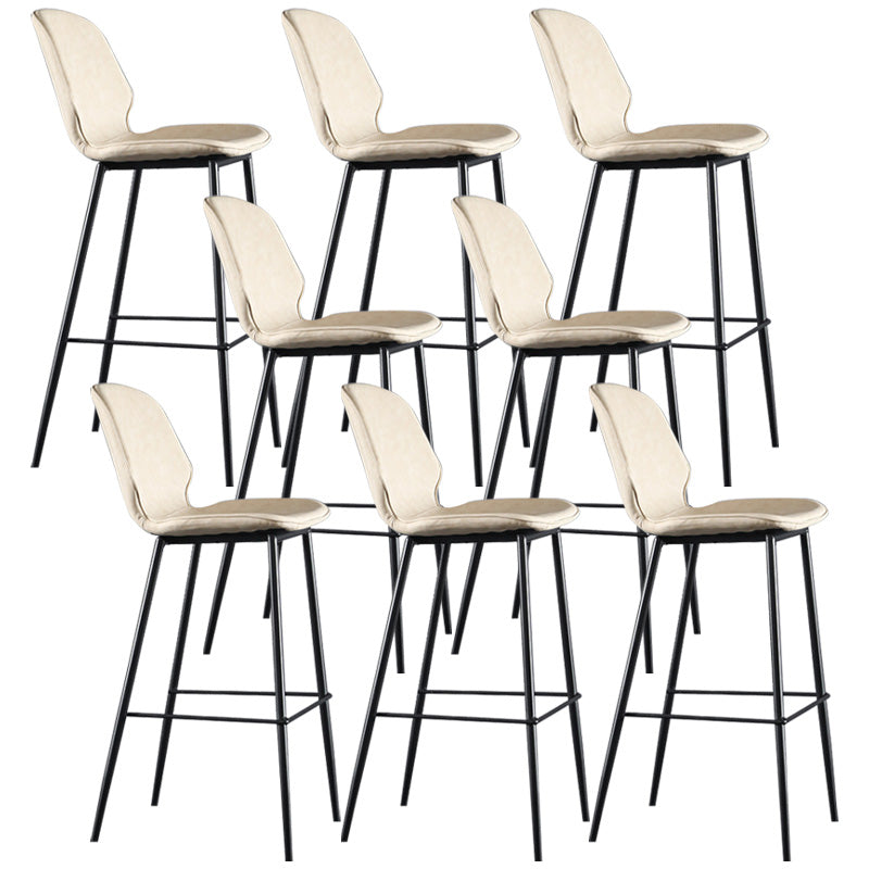 Modern Faux Leather Counter Stool Low Back Indoor Stool with Black Frame White 8 Piece Set Clearhalo 'Bar Furniture' 'Bar Stools' 'bar_stools' 'furn' 'furn_bar_stools' 'Furniture' 'Kitchen & Dining Furniture' 6394717