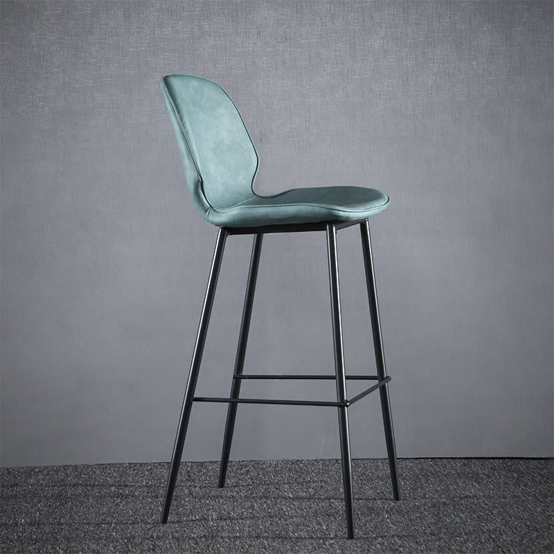 Modern Faux Leather Counter Stool Low Back Indoor Stool with Black Frame Blue 1 Piece Clearhalo 'Bar Furniture' 'Bar Stools' 'bar_stools' 'furn' 'furn_bar_stools' 'Furniture' 'Kitchen & Dining Furniture' 6394723
