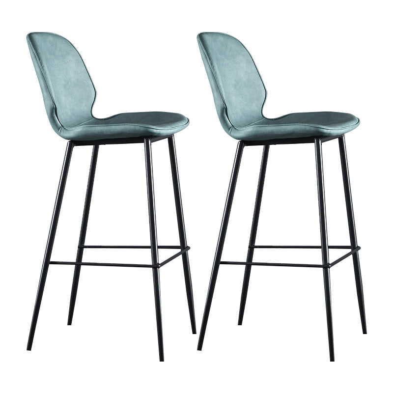 Modern Faux Leather Counter Stool Low Back Indoor Stool with Black Frame Blue 2 Piece Set Clearhalo 'Bar Furniture' 'Bar Stools' 'bar_stools' 'furn' 'furn_bar_stools' 'Furniture' 'Kitchen & Dining Furniture' 6394724