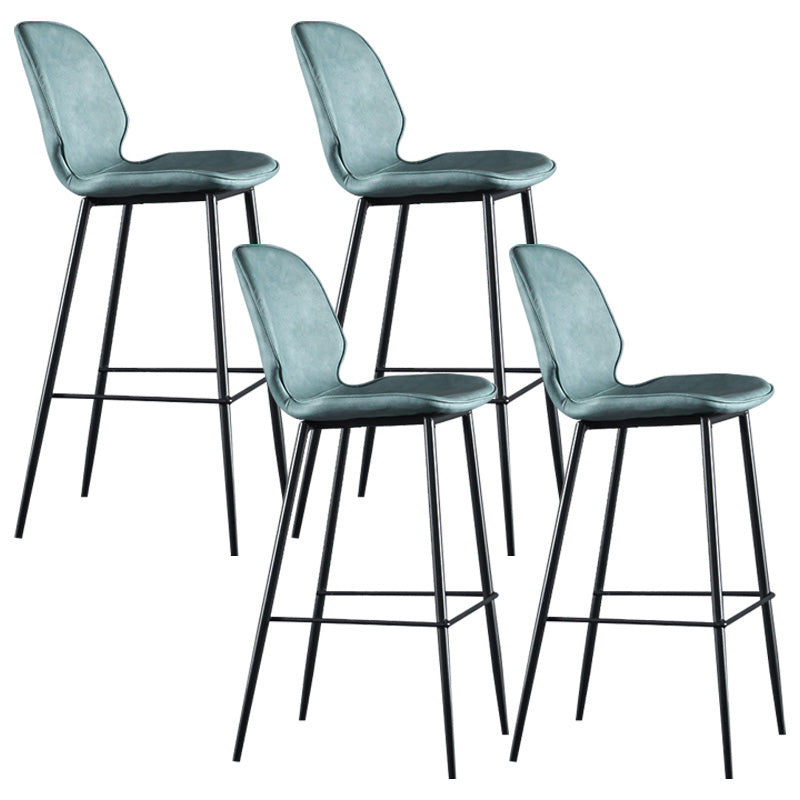 Modern Faux Leather Counter Stool Low Back Indoor Stool with Black Frame Blue 4 Piece Set Clearhalo 'Bar Furniture' 'Bar Stools' 'bar_stools' 'furn' 'furn_bar_stools' 'Furniture' 'Kitchen & Dining Furniture' 6394725