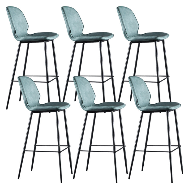 Modern Faux Leather Counter Stool Low Back Indoor Stool with Black Frame Blue 6 Piece Set Clearhalo 'Bar Furniture' 'Bar Stools' 'bar_stools' 'furn' 'furn_bar_stools' 'Furniture' 'Kitchen & Dining Furniture' 6394726