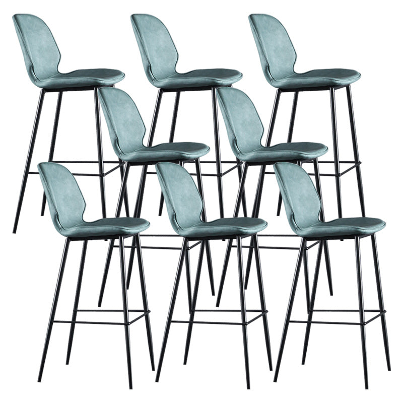 Modern Faux Leather Counter Stool Low Back Indoor Stool with Black Frame Blue 8 Piece Set Clearhalo 'Bar Furniture' 'Bar Stools' 'bar_stools' 'furn' 'furn_bar_stools' 'Furniture' 'Kitchen & Dining Furniture' 6394727