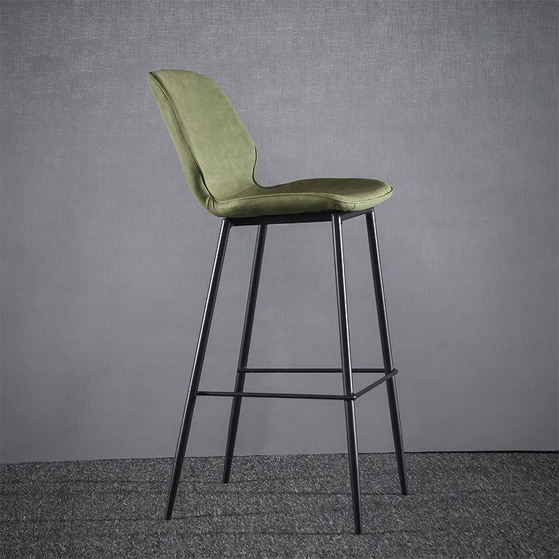 Modern Faux Leather Counter Stool Low Back Indoor Stool with Black Frame Green 1 Piece Clearhalo 'Bar Furniture' 'Bar Stools' 'bar_stools' 'furn' 'furn_bar_stools' 'Furniture' 'Kitchen & Dining Furniture' 6394728