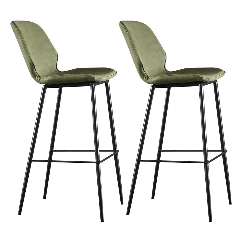 Modern Faux Leather Counter Stool Low Back Indoor Stool with Black Frame Green 2 Piece Set Clearhalo 'Bar Furniture' 'Bar Stools' 'bar_stools' 'furn' 'furn_bar_stools' 'Furniture' 'Kitchen & Dining Furniture' 6394729