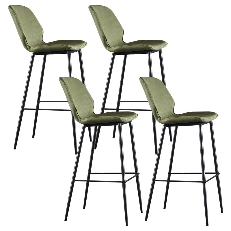 Modern Faux Leather Counter Stool Low Back Indoor Stool with Black Frame Green 4 Piece Set Clearhalo 'Bar Furniture' 'Bar Stools' 'bar_stools' 'furn' 'furn_bar_stools' 'Furniture' 'Kitchen & Dining Furniture' 6394730