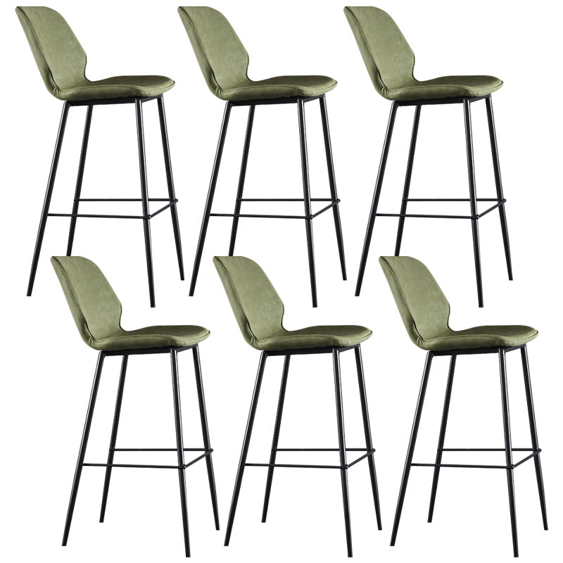 Modern Faux Leather Counter Stool Low Back Indoor Stool with Black Frame Green 6 Piece Set Clearhalo 'Bar Furniture' 'Bar Stools' 'bar_stools' 'furn' 'furn_bar_stools' 'Furniture' 'Kitchen & Dining Furniture' 6394731