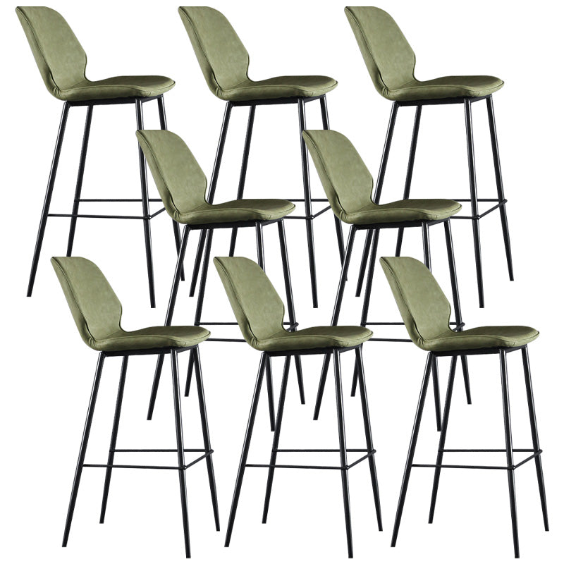 Modern Faux Leather Counter Stool Low Back Indoor Stool with Black Frame Green 8 Piece Set Clearhalo 'Bar Furniture' 'Bar Stools' 'bar_stools' 'furn' 'furn_bar_stools' 'Furniture' 'Kitchen & Dining Furniture' 6394732