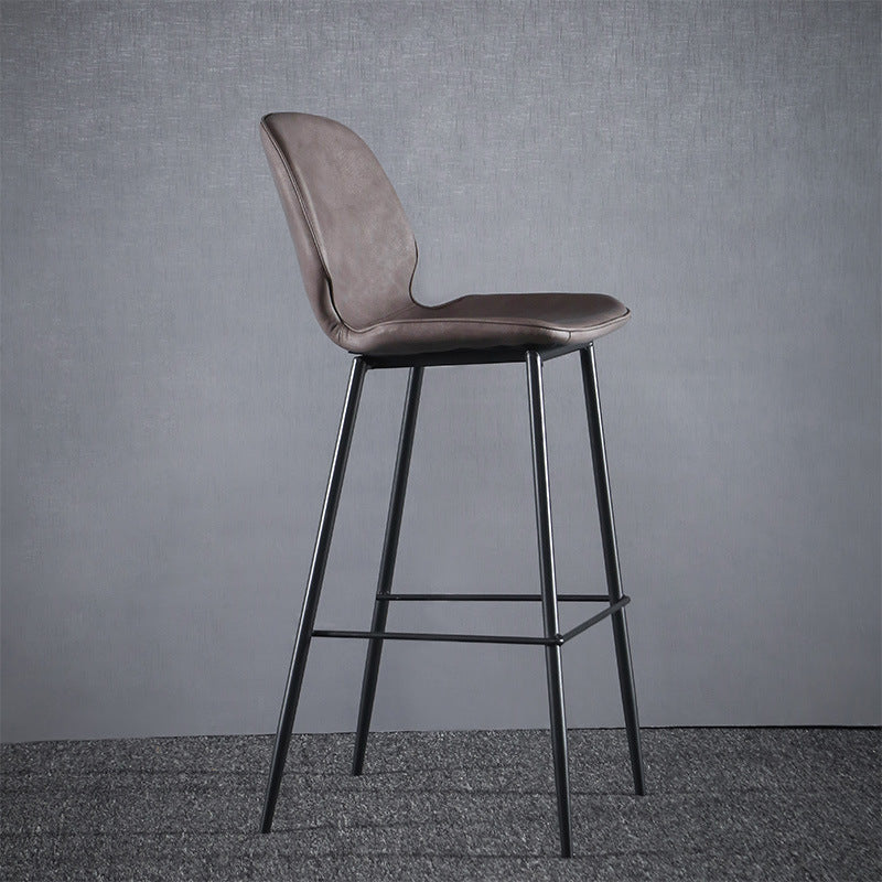 Modern Faux Leather Counter Stool Low Back Indoor Stool with Black Frame Khaki 1 Piece Clearhalo 'Bar Furniture' 'Bar Stools' 'bar_stools' 'furn' 'furn_bar_stools' 'Furniture' 'Kitchen & Dining Furniture' 6394733