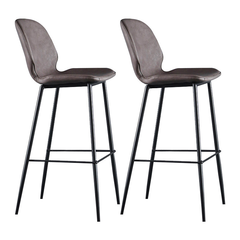 Modern Faux Leather Counter Stool Low Back Indoor Stool with Black Frame Khaki 2 Piece Set Clearhalo 'Bar Furniture' 'Bar Stools' 'bar_stools' 'furn' 'furn_bar_stools' 'Furniture' 'Kitchen & Dining Furniture' 6394734