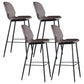 Modern Faux Leather Counter Stool Low Back Indoor Stool with Black Frame Khaki 4 Piece Set Clearhalo 'Bar Furniture' 'Bar Stools' 'bar_stools' 'furn' 'furn_bar_stools' 'Furniture' 'Kitchen & Dining Furniture' 6394735