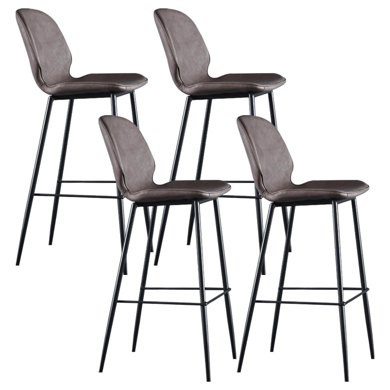 Modern Faux Leather Counter Stool Low Back Indoor Stool with Black Frame Khaki 4 Piece Set Clearhalo 'Bar Furniture' 'Bar Stools' 'bar_stools' 'furn' 'furn_bar_stools' 'Furniture' 'Kitchen & Dining Furniture' 6394735