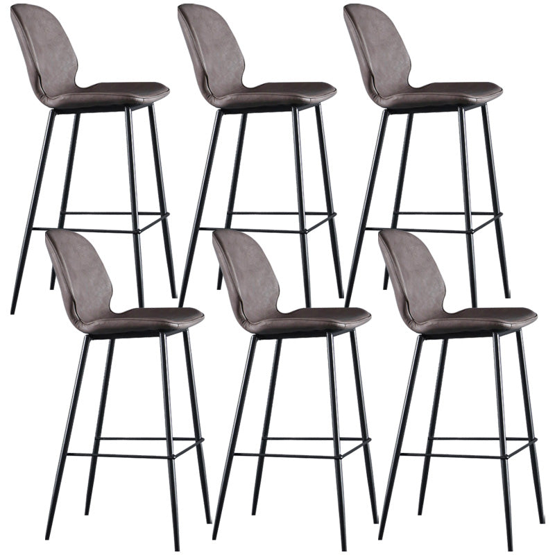 Modern Faux Leather Counter Stool Low Back Indoor Stool with Black Frame Khaki 6 Piece Set Clearhalo 'Bar Furniture' 'Bar Stools' 'bar_stools' 'furn' 'furn_bar_stools' 'Furniture' 'Kitchen & Dining Furniture' 6394736