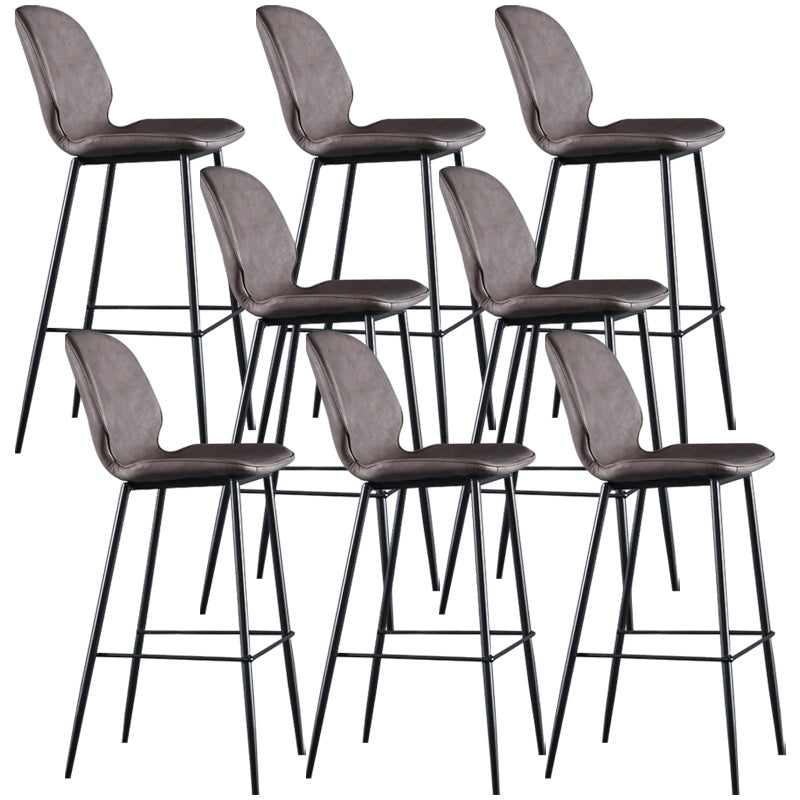 Modern Faux Leather Counter Stool Low Back Indoor Stool with Black Frame Khaki 8 Piece Set Clearhalo 'Bar Furniture' 'Bar Stools' 'bar_stools' 'furn' 'furn_bar_stools' 'Furniture' 'Kitchen & Dining Furniture' 6394737