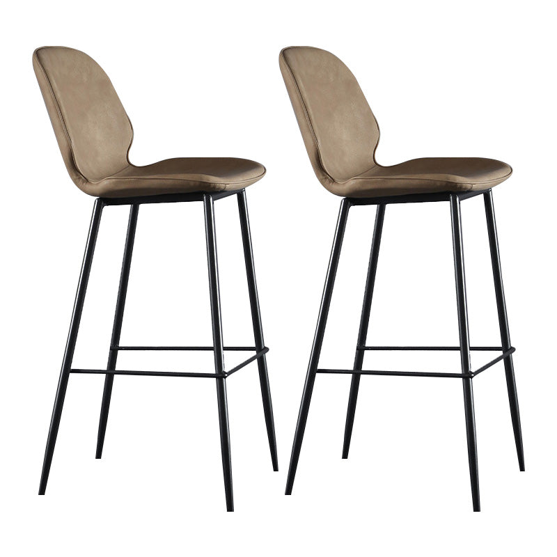 Modern Faux Leather Counter Stool Low Back Indoor Stool with Black Frame Light Brown 2 Piece Set Clearhalo 'Bar Furniture' 'Bar Stools' 'bar_stools' 'furn' 'furn_bar_stools' 'Furniture' 'Kitchen & Dining Furniture' 6394739