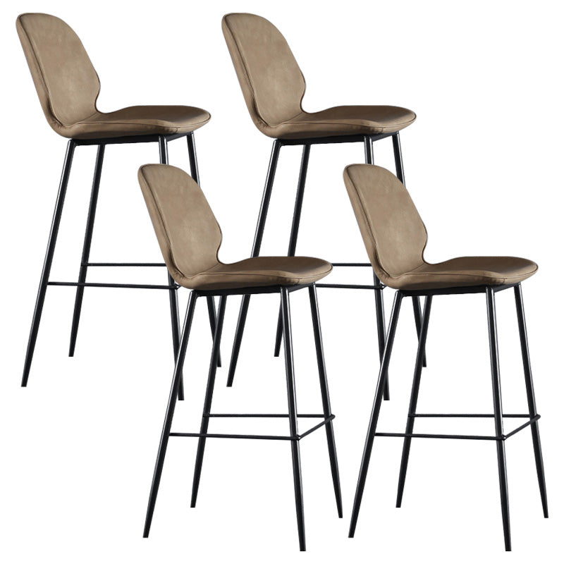 Modern Faux Leather Counter Stool Low Back Indoor Stool with Black Frame Light Brown 4 Piece Set Clearhalo 'Bar Furniture' 'Bar Stools' 'bar_stools' 'furn' 'furn_bar_stools' 'Furniture' 'Kitchen & Dining Furniture' 6394740