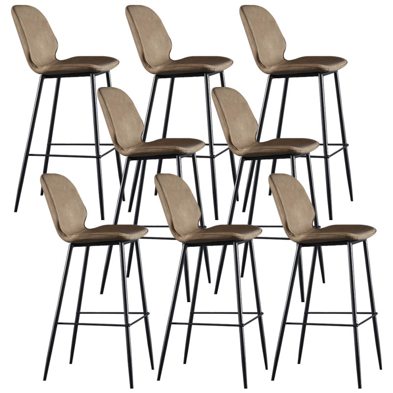 Modern Faux Leather Counter Stool Low Back Indoor Stool with Black Frame Light Brown 8 Piece Set Clearhalo 'Bar Furniture' 'Bar Stools' 'bar_stools' 'furn' 'furn_bar_stools' 'Furniture' 'Kitchen & Dining Furniture' 6394742
