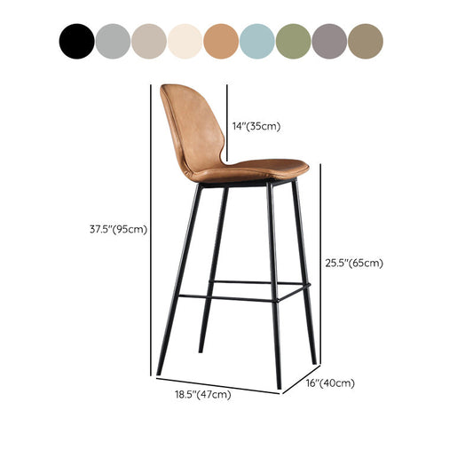 Tabouret de comptoir en faux cuir moderne tabouret intérieur arrière avec cadre noir