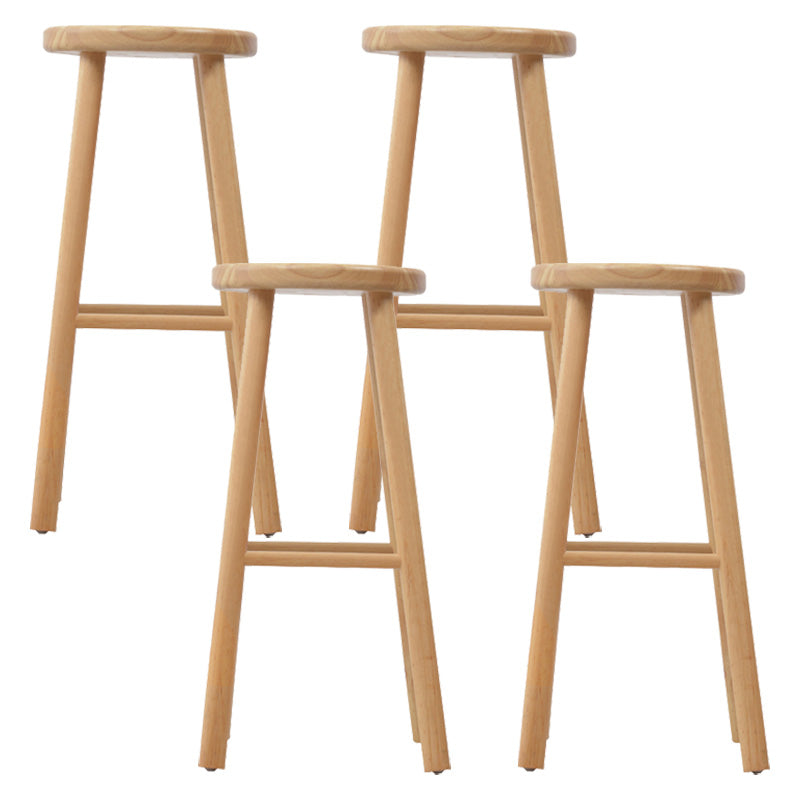 Industrial Solid Wood Counter Stool Round Backless Bar Stool with Footrest 4 Piece Set Clearhalo 'Bar Furniture' 'Bar Stools' 'bar_stools' 'furn' 'furn_bar_stools' 'Furniture' 'Kitchen & Dining Furniture' 6394747