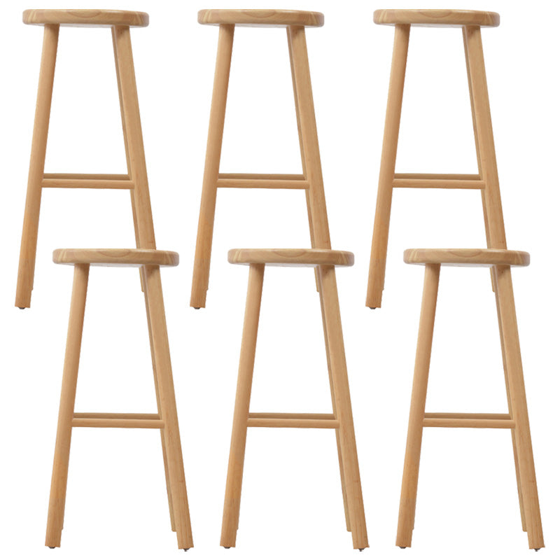 Industrial Solid Wood Counter Stool Round Backless Bar Stool with Footrest 6 Piece Set Clearhalo 'Bar Furniture' 'Bar Stools' 'bar_stools' 'furn' 'furn_bar_stools' 'Furniture' 'Kitchen & Dining Furniture' 6394750