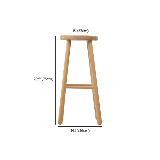 Sgabello da bar rotondo con banco in legno solido industriale con poggiapiedi