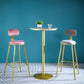 Samt-Barhocker im Glam-Stil, runder Barhocker mit goldenem Rahmen
