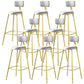 Samt-Barhocker im Glam-Stil, runder Barhocker mit goldenem Rahmen