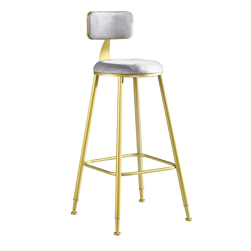 Samt-Barhocker im Glam-Stil, runder Barhocker mit goldenem Rahmen
