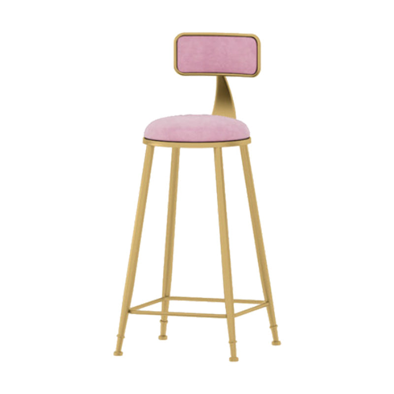 Samt-Barhocker im Glam-Stil, runder Barhocker mit goldenem Rahmen