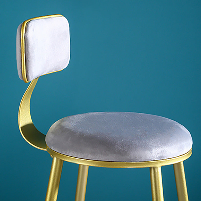 Samt-Barhocker im Glam-Stil, runder Barhocker mit goldenem Rahmen