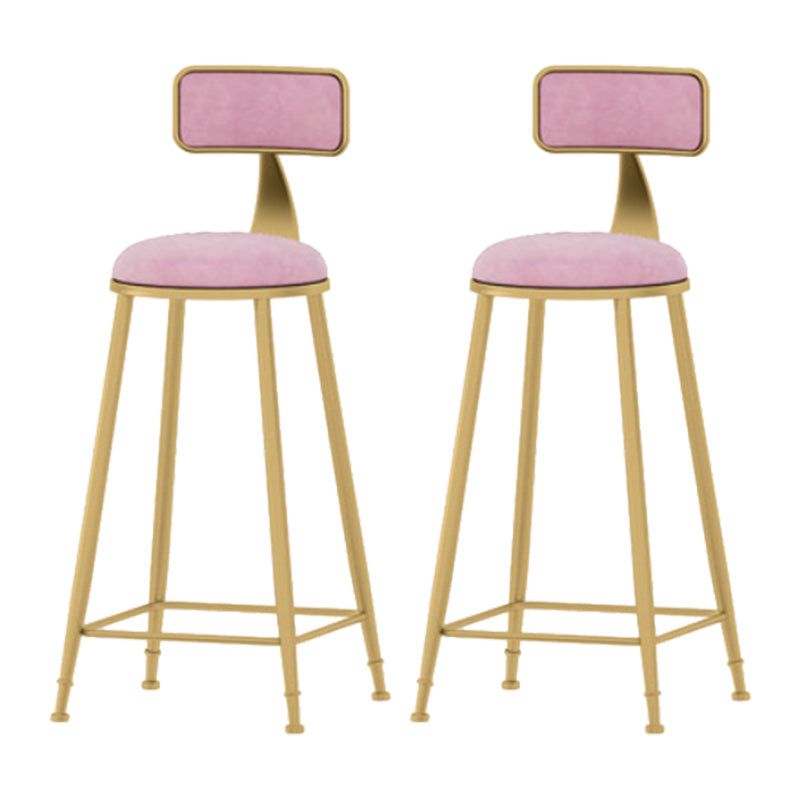 Samt-Barhocker im Glam-Stil, runder Barhocker mit goldenem Rahmen
