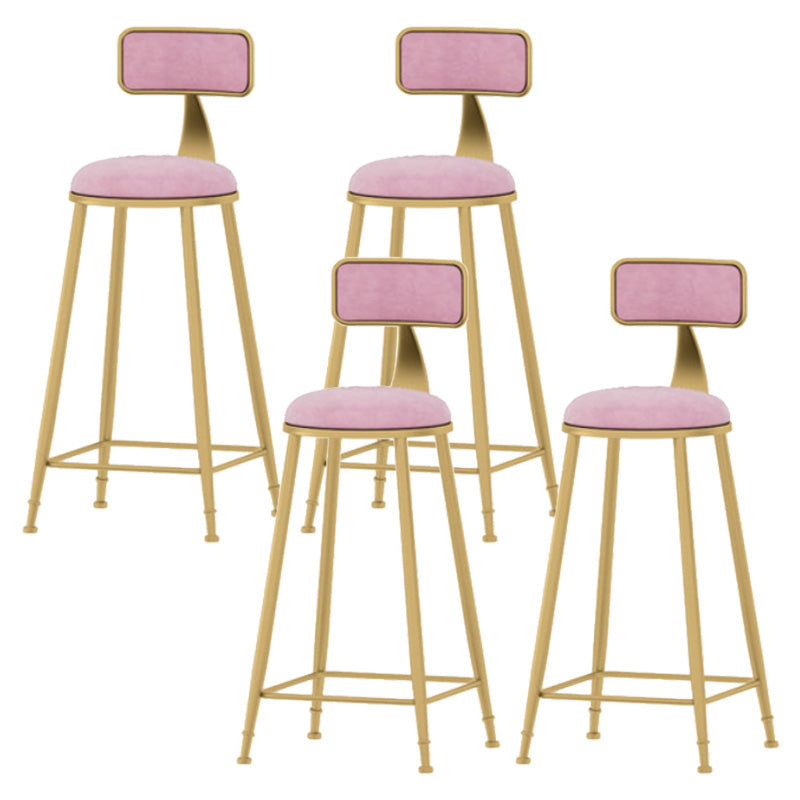 Samt-Barhocker im Glam-Stil, runder Barhocker mit goldenem Rahmen