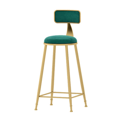 Samt-Barhocker im Glam-Stil, runder Barhocker mit goldenem Rahmen