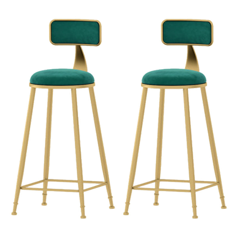 Samt-Barhocker im Glam-Stil, runder Barhocker mit goldenem Rahmen