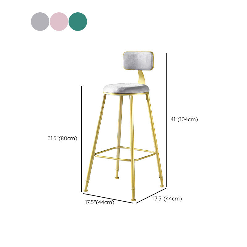 Samt-Barhocker im Glam-Stil, runder Barhocker mit goldenem Rahmen