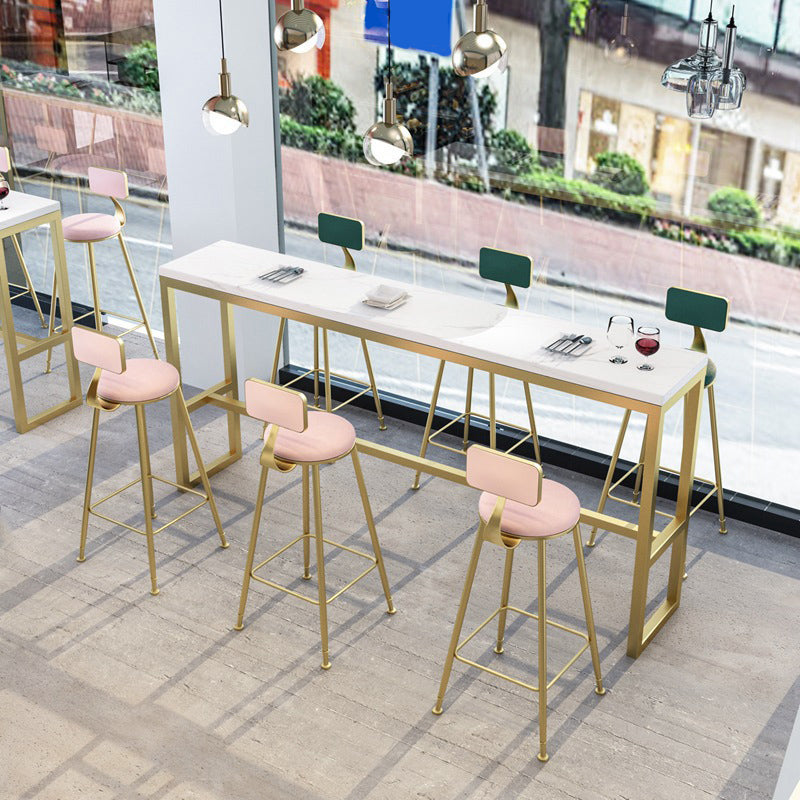 Upholstered Counter Stool Glam Style Low Back Bar Stool with Gold Frame Clearhalo 'Bar Furniture' 'Bar Stools' 'bar_stools' 'furn' 'furn_bar_stools' 'Furniture' 'Kitchen & Dining Furniture' 6394847