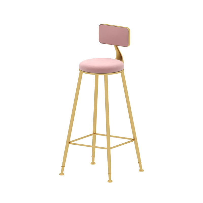 Upholstered Counter Stool Glam Style Low Back Bar Stool with Gold Frame Pink 1 Piece Clearhalo 'Bar Furniture' 'Bar Stools' 'bar_stools' 'furn' 'furn_bar_stools' 'Furniture' 'Kitchen & Dining Furniture' 6394848