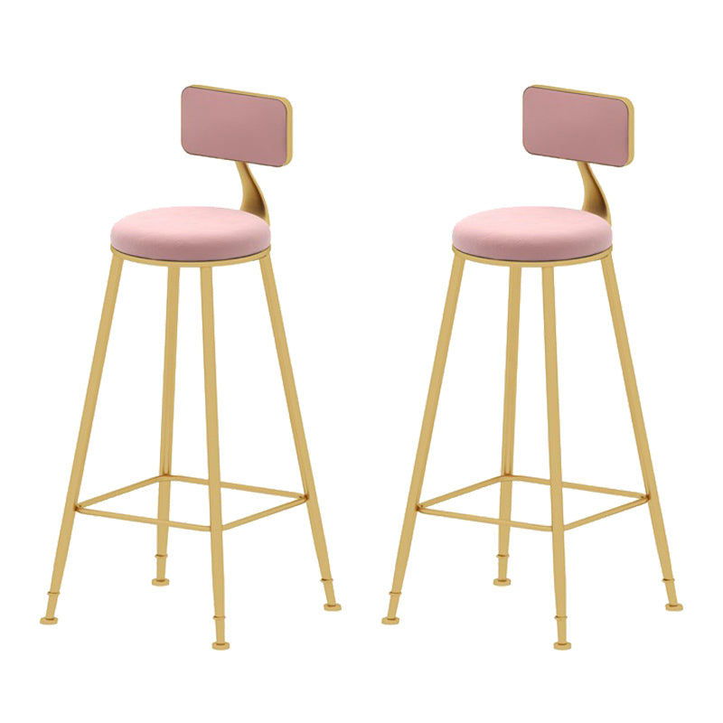 Upholstered Counter Stool Glam Style Low Back Bar Stool with Gold Frame Pink 2 Piece Set Clearhalo 'Bar Furniture' 'Bar Stools' 'bar_stools' 'furn' 'furn_bar_stools' 'Furniture' 'Kitchen & Dining Furniture' 6394849