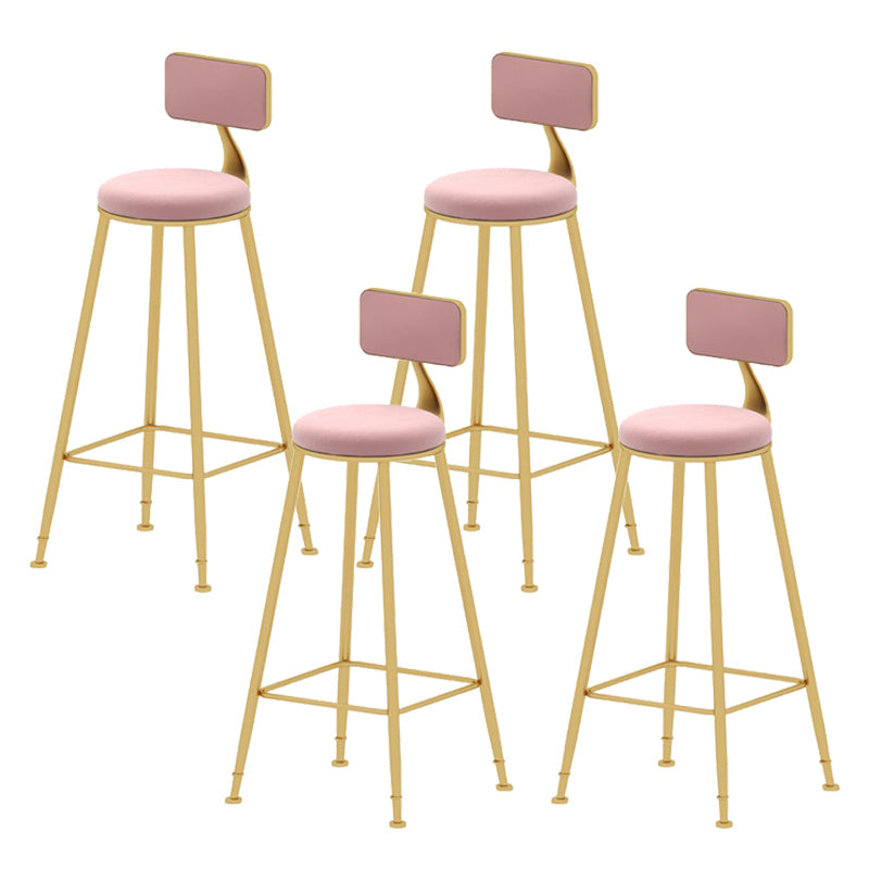 Upholstered Counter Stool Glam Style Low Back Bar Stool with Gold Frame Pink 4 Piece Set Clearhalo 'Bar Furniture' 'Bar Stools' 'bar_stools' 'furn' 'furn_bar_stools' 'Furniture' 'Kitchen & Dining Furniture' 6394851
