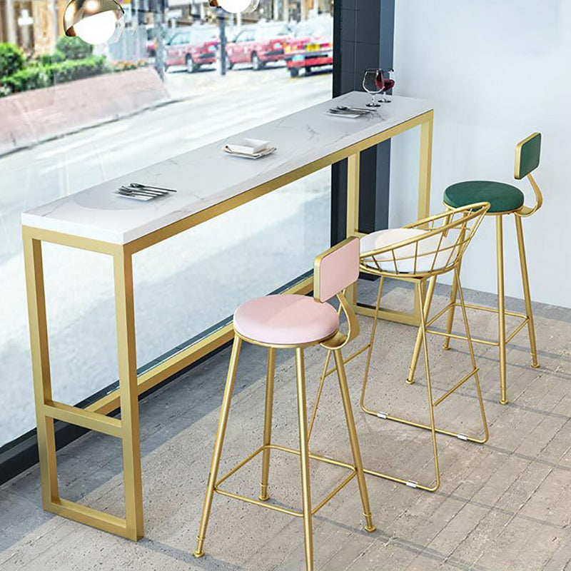 Upholstered Counter Stool Glam Style Low Back Bar Stool with Gold Frame Clearhalo 'Bar Furniture' 'Bar Stools' 'bar_stools' 'furn' 'furn_bar_stools' 'Furniture' 'Kitchen & Dining Furniture' 6394853