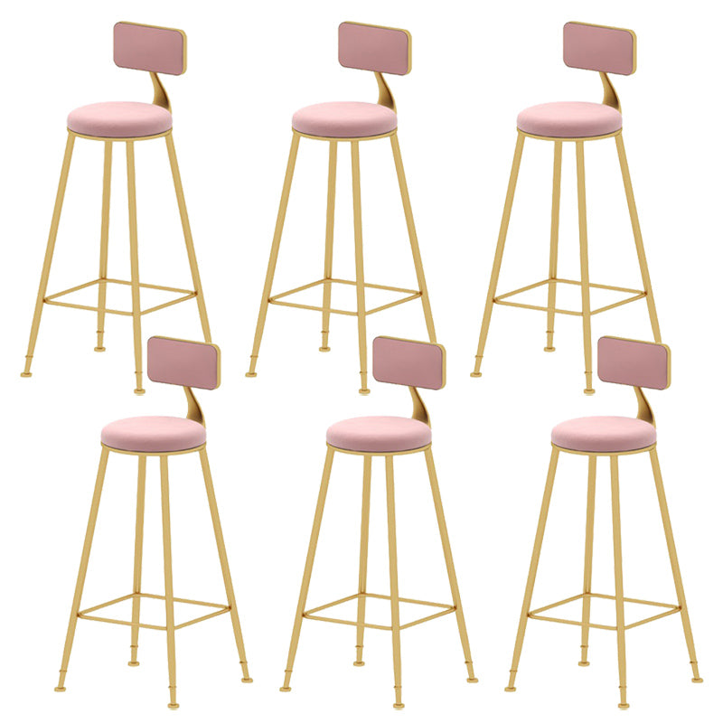 Upholstered Counter Stool Glam Style Low Back Bar Stool with Gold Frame Pink 6 Piece Set Clearhalo 'Bar Furniture' 'Bar Stools' 'bar_stools' 'furn' 'furn_bar_stools' 'Furniture' 'Kitchen & Dining Furniture' 6394854