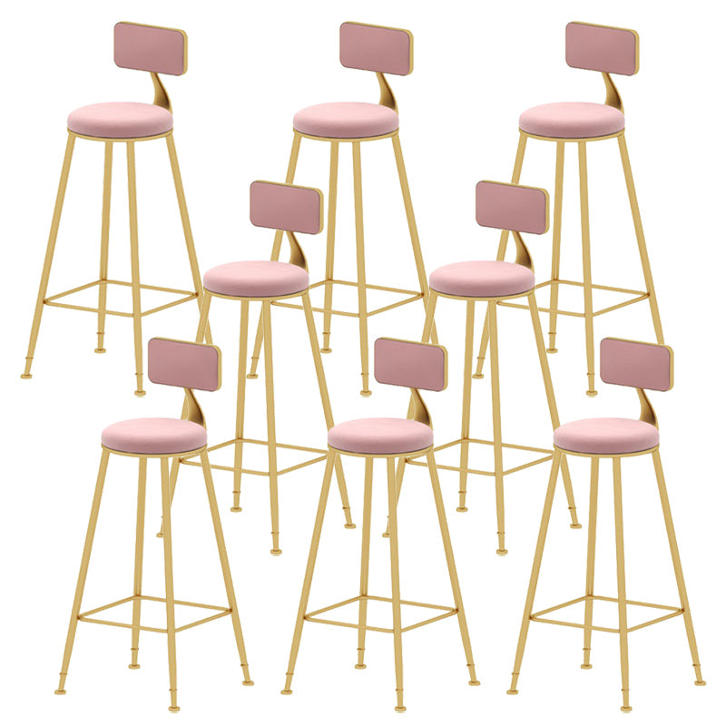 Upholstered Counter Stool Glam Style Low Back Bar Stool with Gold Frame Pink 8 Piece Set Clearhalo 'Bar Furniture' 'Bar Stools' 'bar_stools' 'furn' 'furn_bar_stools' 'Furniture' 'Kitchen & Dining Furniture' 6394855
