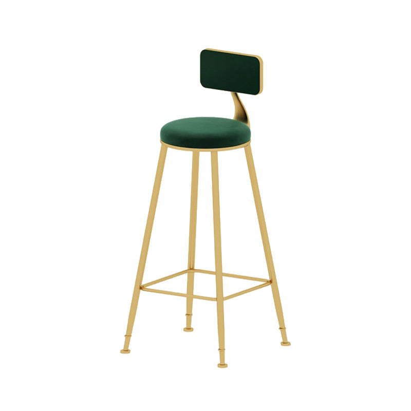 Upholstered Counter Stool Glam Style Low Back Bar Stool with Gold Frame Green 1 Piece Clearhalo 'Bar Furniture' 'Bar Stools' 'bar_stools' 'furn' 'furn_bar_stools' 'Furniture' 'Kitchen & Dining Furniture' 6394857