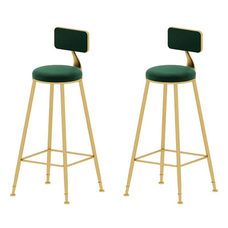 Upholstered Counter Stool Glam Style Low Back Bar Stool with Gold Frame Green 2 Piece Set Clearhalo 'Bar Furniture' 'Bar Stools' 'bar_stools' 'furn' 'furn_bar_stools' 'Furniture' 'Kitchen & Dining Furniture' 6394859