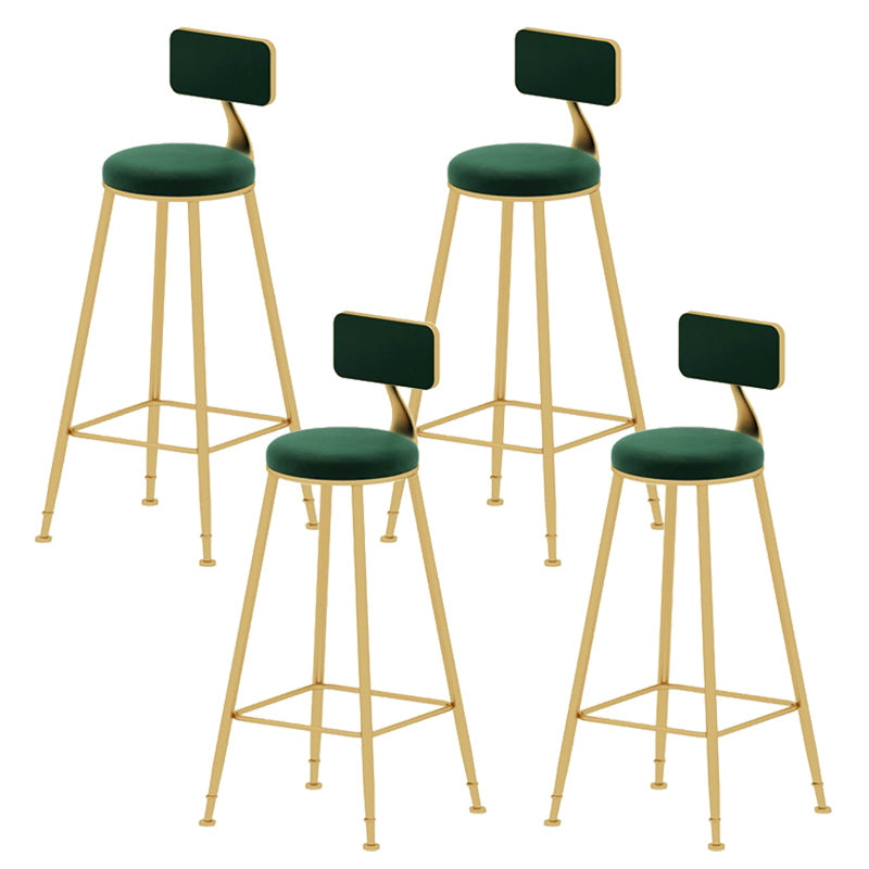 Upholstered Counter Stool Glam Style Low Back Bar Stool with Gold Frame Green 4 Piece Set Clearhalo 'Bar Furniture' 'Bar Stools' 'bar_stools' 'furn' 'furn_bar_stools' 'Furniture' 'Kitchen & Dining Furniture' 6394861